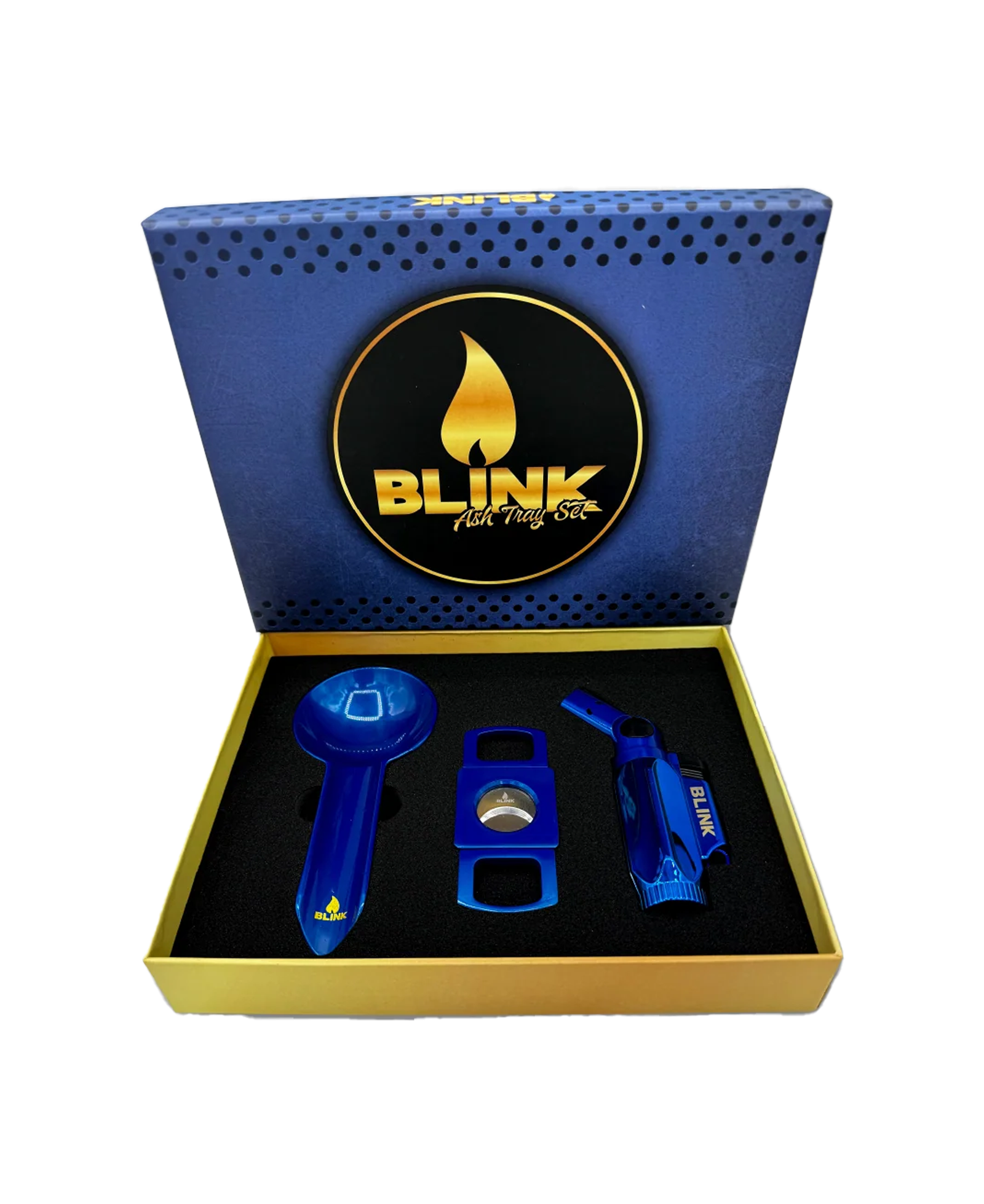 Cigar cutter, ashtray and torch