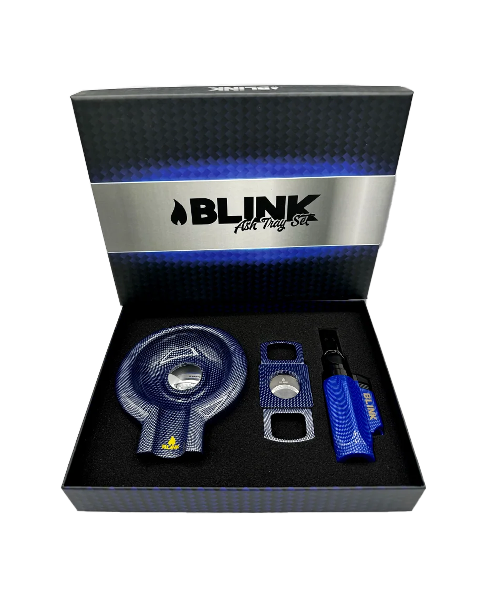 Cigar cutter, ashtray and torch