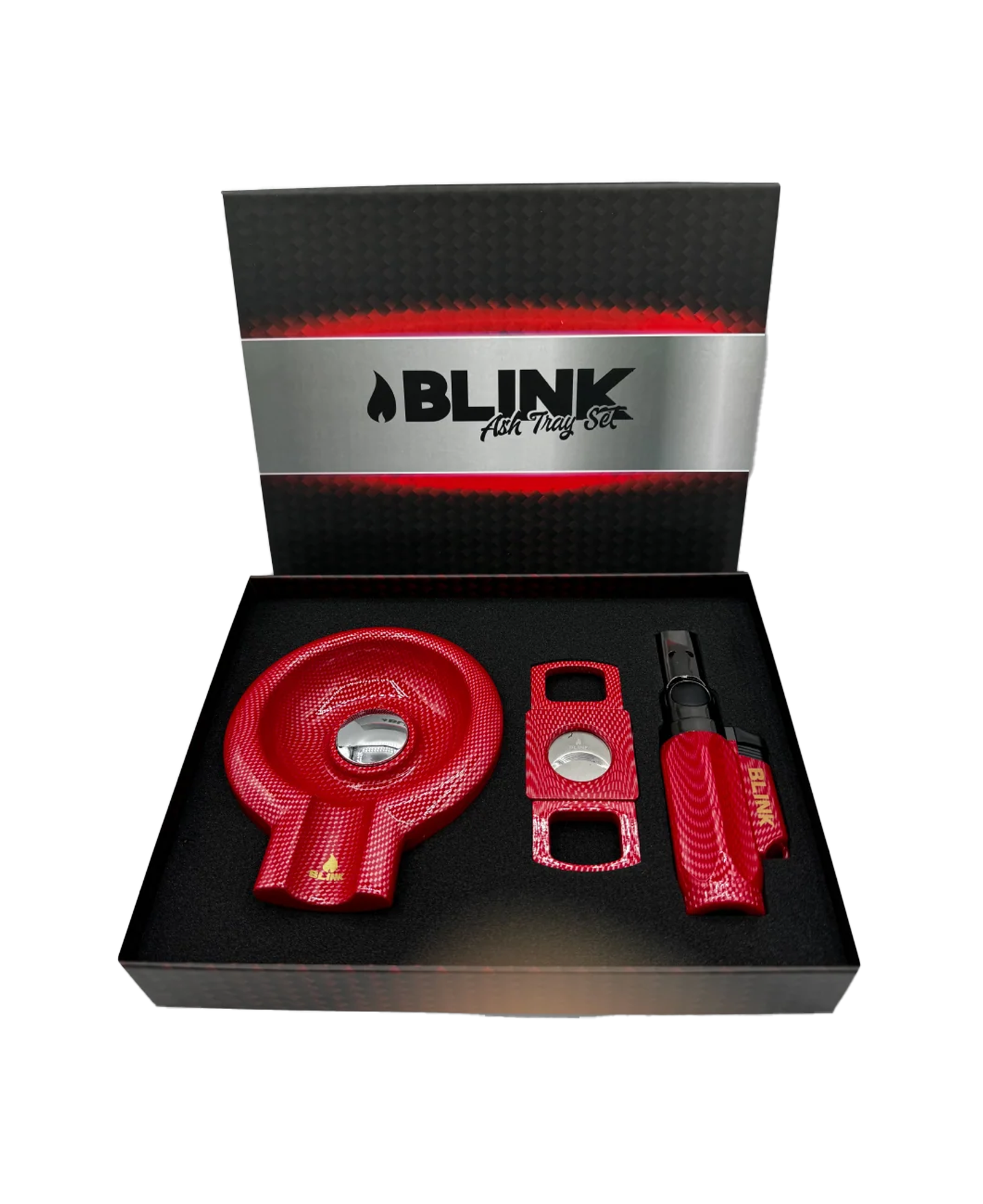 Cigar cutter, ashtray and torch