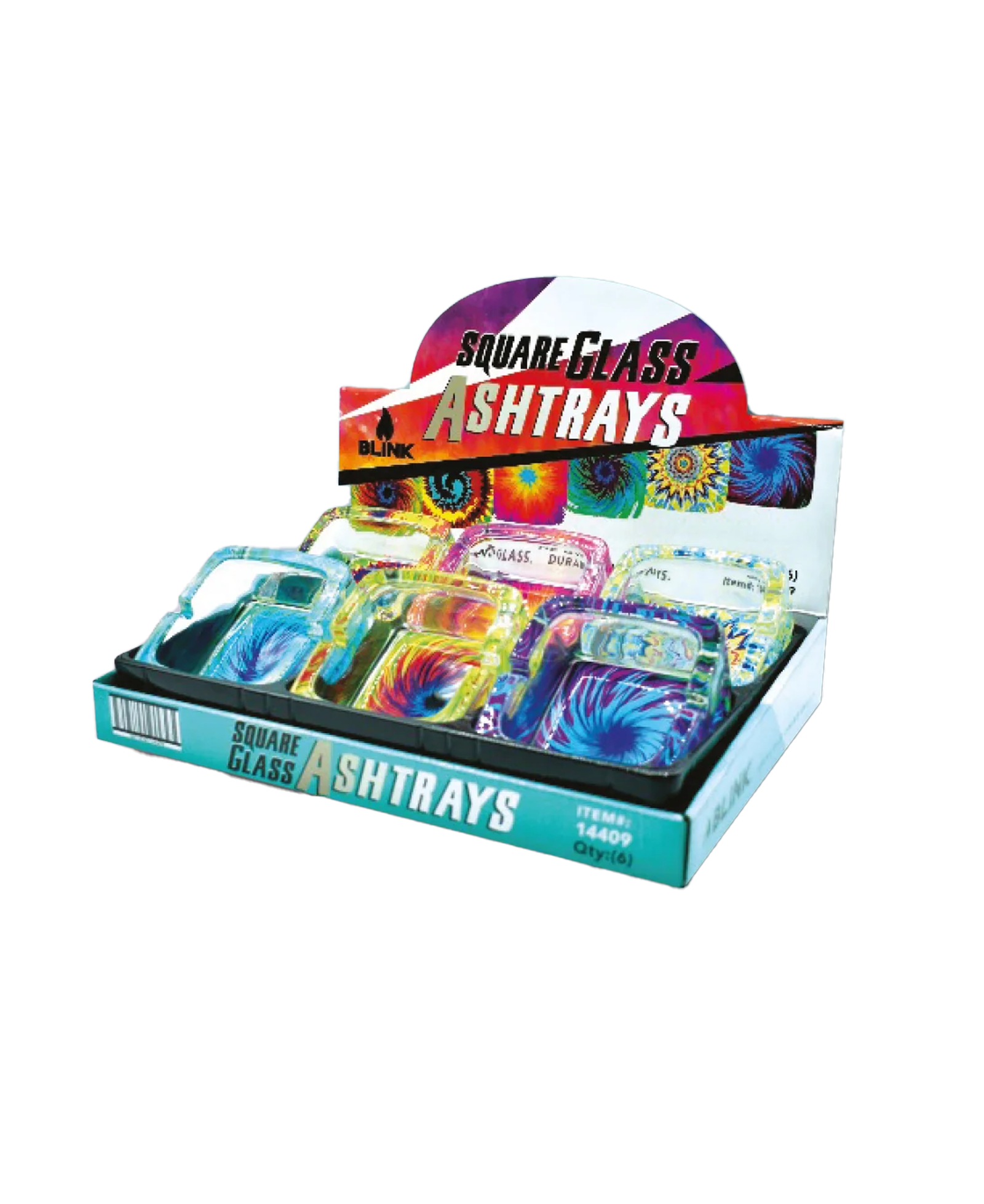 Square Glass Ashtray - Tie Dye